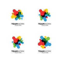 Vector art of teamwork logo with colorful abstract shapes, ideal for collaborative projects, team building, and organizational branding
