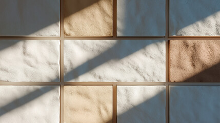 Beige and White Textured Wall with Natural Shadows