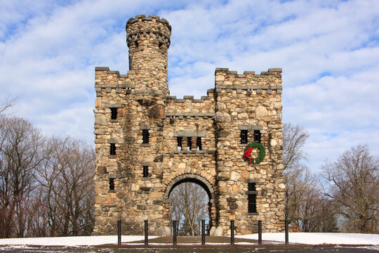 The Bancroft Tower on a winter morning in Worcester, Massachusetts
