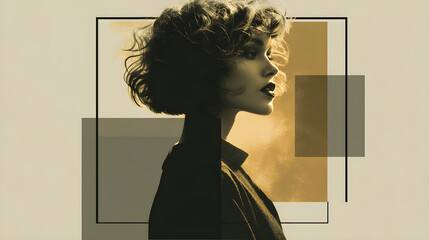 Witch silhouette minimal vector cutout, golden ratio framing, duotone palette, matte poster finish