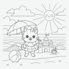 This coloring book features cats at the beach, playground, picnic, school, and holidays. Perfect for creative fun, stress relief, and developing fine motor skills in children ages 4-8.