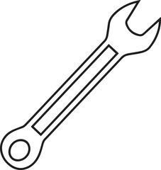 Vector line art of metal wrenches and spanners used for tightening bolts. EPS-ready for mechanical, industrial, and toolset design themes.