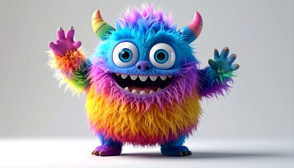 Fluffy rainbow monster