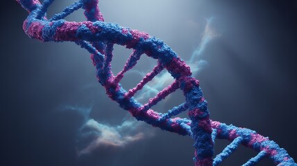 Abstract DNA Helix with Cosmic Clouds