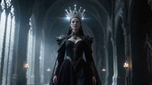The Dark Queen in Gothic Throne Room
