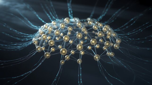 Abstract Neural Network Structure with Glowing Nodes