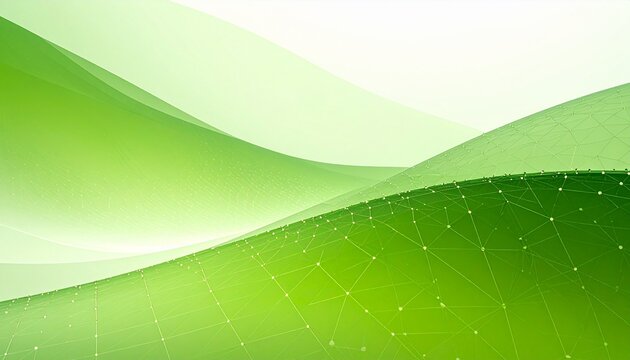 Abstract green gradient texture with flowing curves, geometric mesh overlay, and luminous depth.