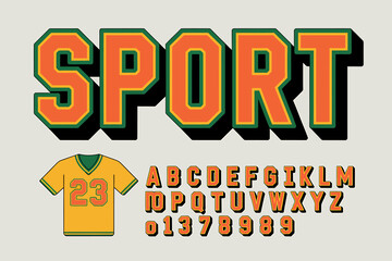 Retro Sport Font with Jersey and Full Alphabet and Numbers for Graphic Design and Illustration Projects