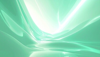 Fototapeta premium Abstract green gradient texture with fluid translucency, smooth curves, and luminous depth.
