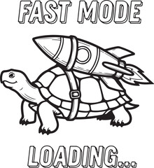 Turtle with a rocket strapped to its back silhouette on transparent background