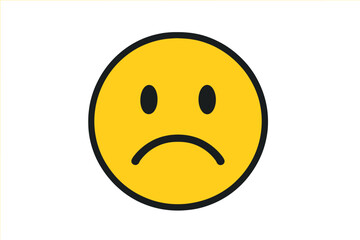 Fototapeta premium Sad face emoticon vector illustration. Unhappy yellow smiley icon. Disappointed, depressed, or upset emotional expression. Negative feeling concept design for social media.