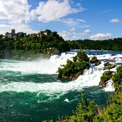 Obraz premium Wide shot of cascading waterfalls