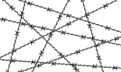 Barbed wire  border. Barbed wire fence.
