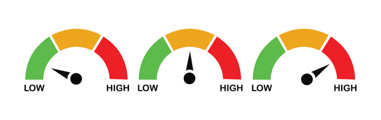 Speedometer icons set. Set of speedometer or gauge indicator symbol  © Nexira