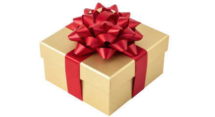 Isolated gift box wrapped with satin ribbon and bow for special occasion or celebration
