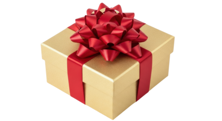 Isolated gift box wrapped with satin ribbon and bow for special occasion or celebration