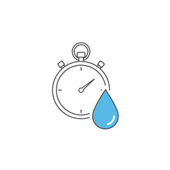 Stopwatch with a water drop, indicating time-sensitive hydration or a quick shower.