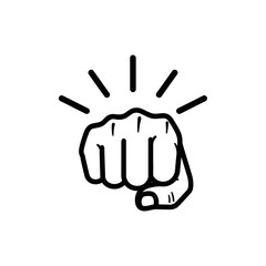 Obraz premium Illustration of a clenched fist with radiating lines, symbolizing strength or impact.