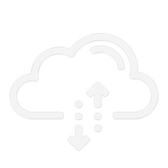 White Glass Cloud Computing Icon, Data Transfer and Storage Symbol on Transparent Background
