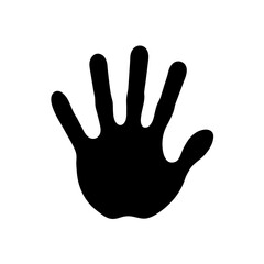 Obraz premium Silhouette of a hand with five fingers up on transparent background