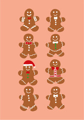 cute gingerbread man vector - Christmas cookie illustration 
