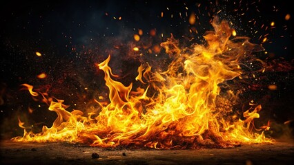 Fototapeta premium Fiery Flames and Sparks: Dramatic Dark Background Stock Photo