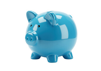 Obraz premium Bright blue ceramic piggy bank captures light in studio portrait transparent background
