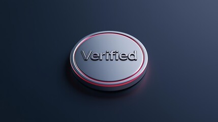 A shiny, circular badge with the word "Verified" prominently displayed, suggesting authenticity and credibility in a sleek, modern design.