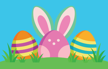 easter bunny with eggs