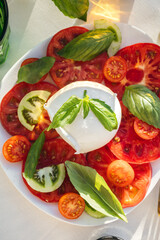 Fresh Caprese Salad with Tomato, Mozzarella and Basil