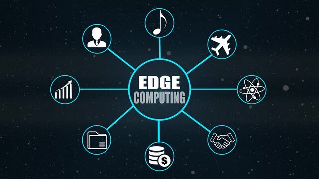 Edge Computing Concept Diagram with Icons and Starry Background technology data processing