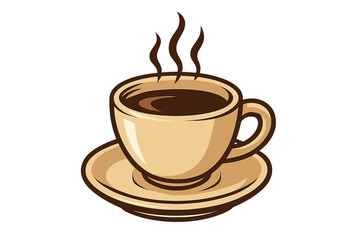 Fototapeta premium Coffee cup icon. Hot espresso or cappuccino in a mug with steam. Vector illustration for cafe menu, logo, or morning break concept. Freshly brewed hot drink symbol.