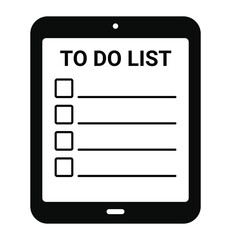 To Do List. Planner. Productivity. A simple black vector glyph icon of a to-do list or checklist on a tablet for a productivity app, a website, a planner, or an organization concept.
