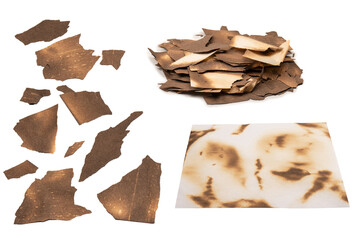 Burnt paper isolated on a white background.