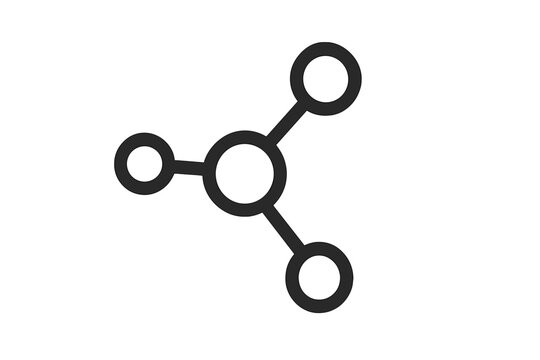 Network icon. Connection, communication, technology concept. Vector graphic of hub and spoke model for business, social media, data sharing, globalization, and community.
