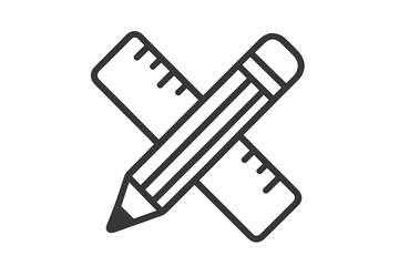 Pencil and ruler crossed icon. Vector illustration for design, drawing, and precision measurement. Concept for education, school supplies, architecture, drafting, art, and creativity.