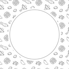 hand drawn food and beverage frame background