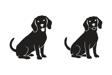 Silhouette of Two Beagles Side-by-Side Poses