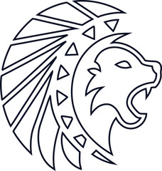 Minimalist logo vector of roaring lion head in outline style, great for luxury logos and bold graphic designs.