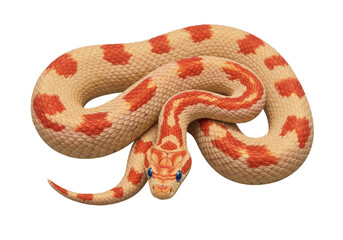Isolated colorful corn snake, popular pet reptile with orange and tan coloration, scaled skin