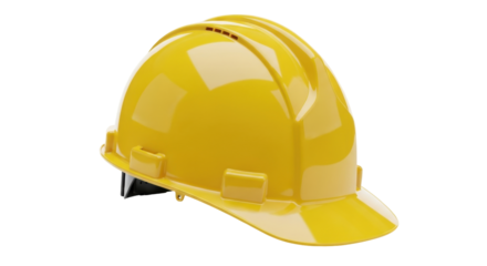 Isolated yellow hardhat for industrial construction work safety head protection equipment