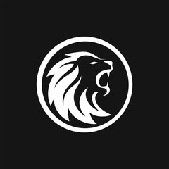 Bold vector of a roaring lion on black backdrop, perfect for tattoos, gym branding, or luxury logos.