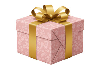 Isolated Pink Gift Box with Gold Ribbon, a Beautiful Present for Holidays and Special Days