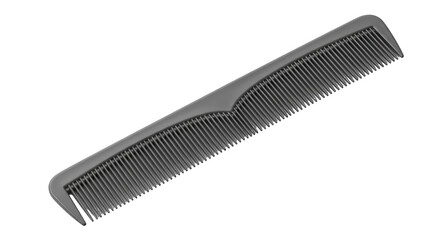 Isolated gray comb for styling and grooming hair with close-up view to the fine teeth