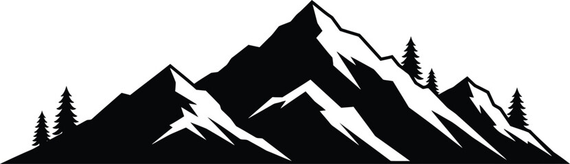 Majestic mountain range silhouette vector illustration for outdoor adventure designs