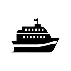 Fototapeta premium Illustration of a cruise ship in black color on transparent background silhouette