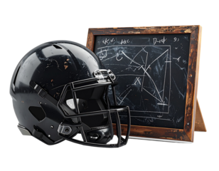 American Football Helmet on Strategy Chalkboard PNG.