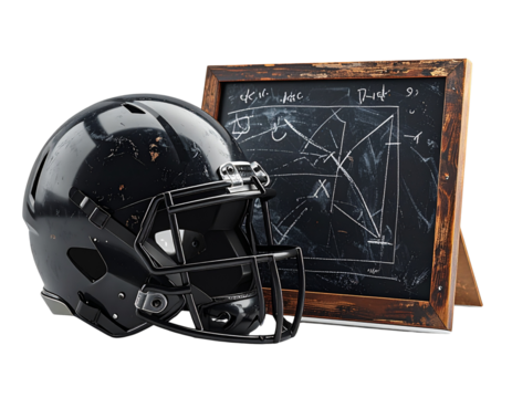 American Football Helmet on Strategy Chalkboard PNG.