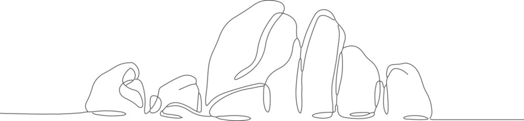 Obraz premium Minimalist One Line Handdrawn Rock Formation Natural Landmark Landscape Art
