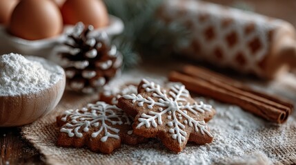 Holiday baking with gingerbread cookies in a warm kitchen  
